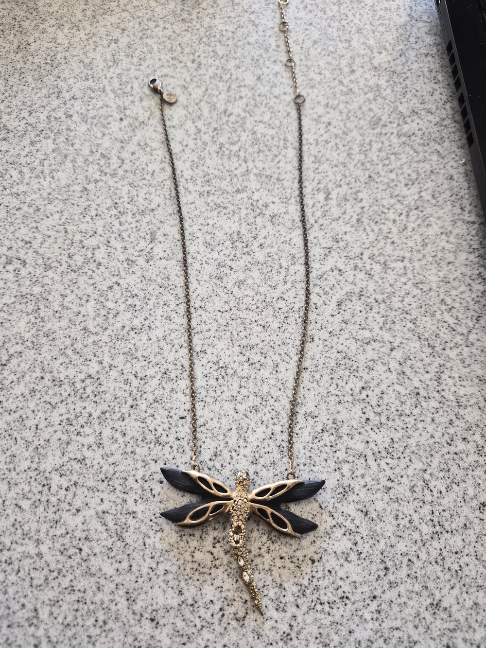 Alexis Bittar Hand-Sculpted Lucite & Crystal Dragonfly Pendant Necklace
